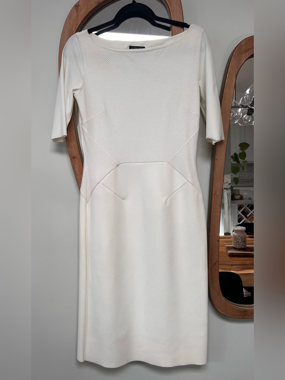 Chiara Boni Cream Textured-Panel Midi Dress